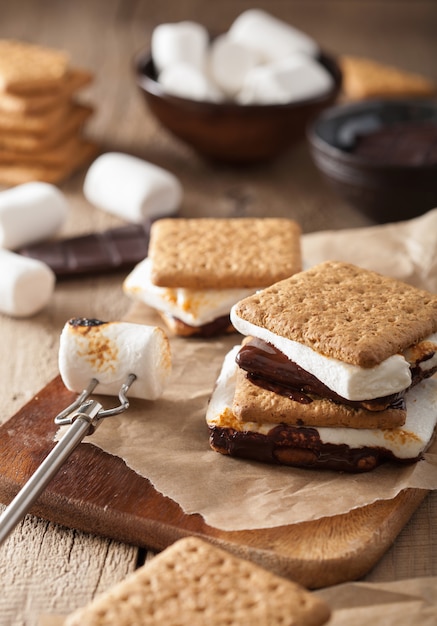 S'mores marshmallow fatti in casa con cioccolato sui cracker