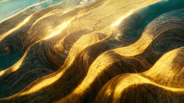 Sabbie dorate e dune in disegni astratti iridescenti al sole