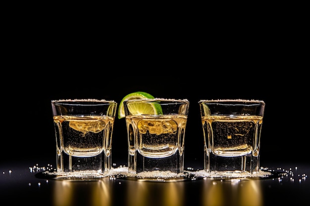 Sable Shots Tequila sullo sfondo nero