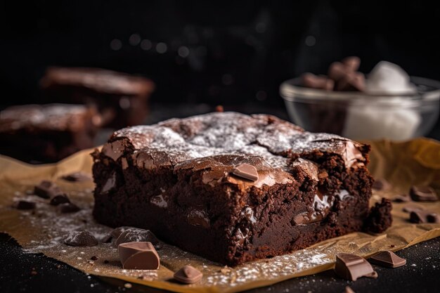 Saboroso brownie di cioccolato con consistenza craquelada generativa IA