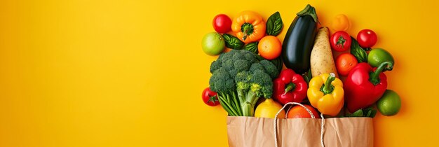 Sacchetti di carta pieni di verdure e fruttaSacchetti di papel pieni di verdura e frutta