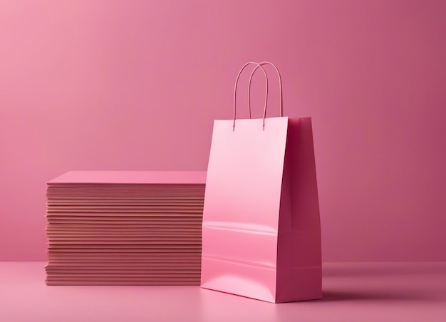 Sacchetti di carta rosa vuoti per sacchetti da spesa