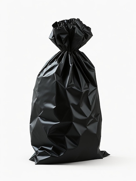 sacchetto della spazzatura nero isolato su sfondo trasparente o bianco