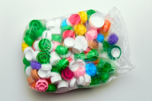 Sacco della spazzatura in polietilene con coperchi in plastica di diversi colori