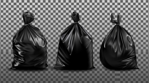 Sacco della spazzatura in polietilene in un rotolo pieno di spazzature isolato su uno sfondo trasparente Moderno modello realistico