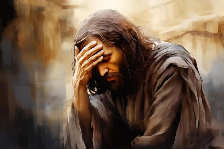Sacred Sorrow Artistic Rendition of Jesus' Mourning