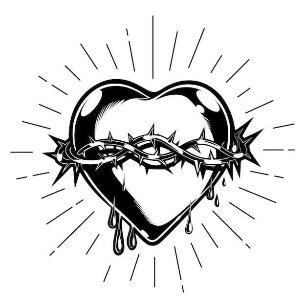Sacro cuore adesivo png vintage illustrazione religiosa sfondo trasparente