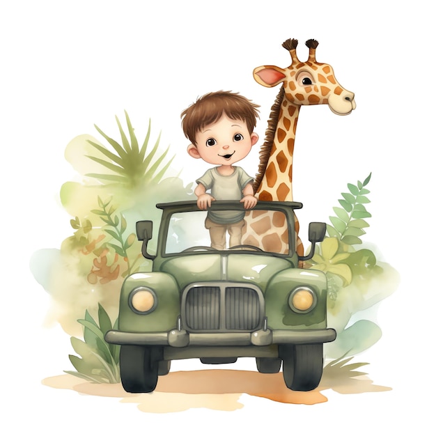 Safari Giraffe acquerello illustrazione safari animali clipart