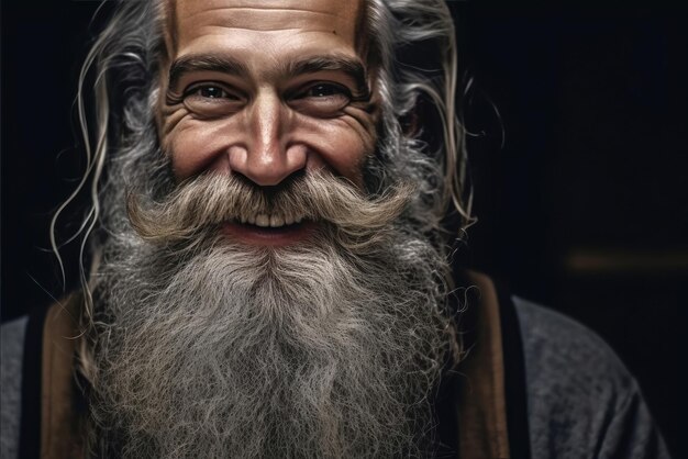 Saggezza radiante Uomo anziano sorridente con la barba grigia