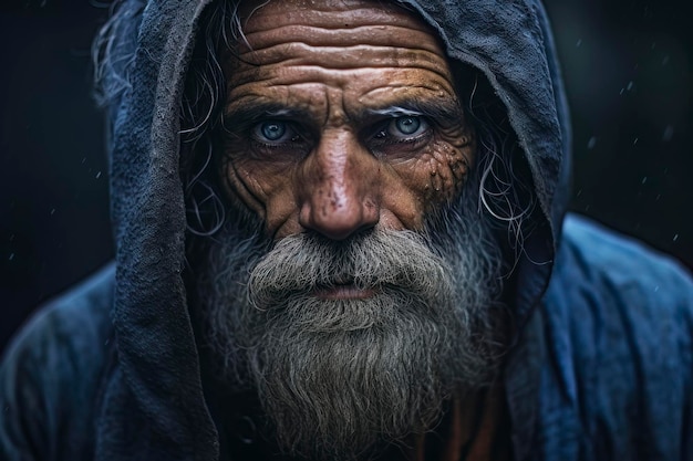 Saggio vecchio indiano con la barba lunga