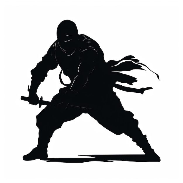 sagoma araba di un ninja con una spada in mano ai generativa