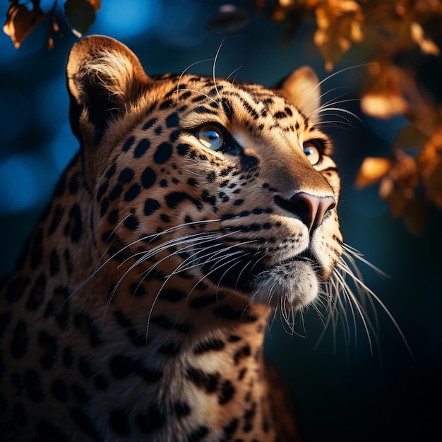 sagoma del primo piano del leopardo su uno sfondo scuro nello stile di Raffaello Lacoste
