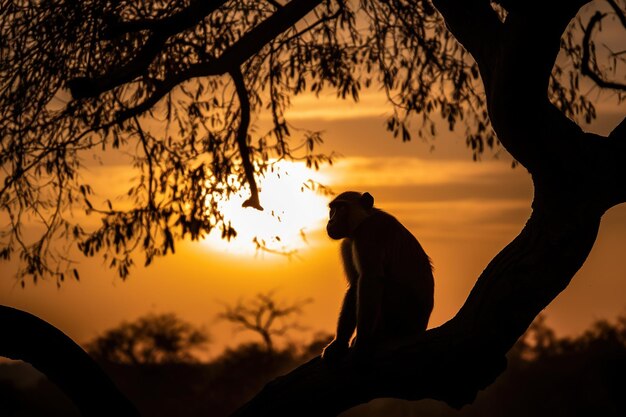 Sagoma di animali selvatici al tramonto ai generativa