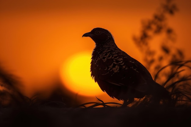 Sagoma di animali selvatici al tramonto ai generativa