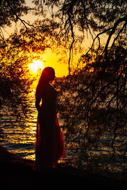 Sagome al tramonto sulla spiaggia