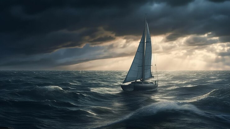 Sailing yacht in stormy seagenerative ai