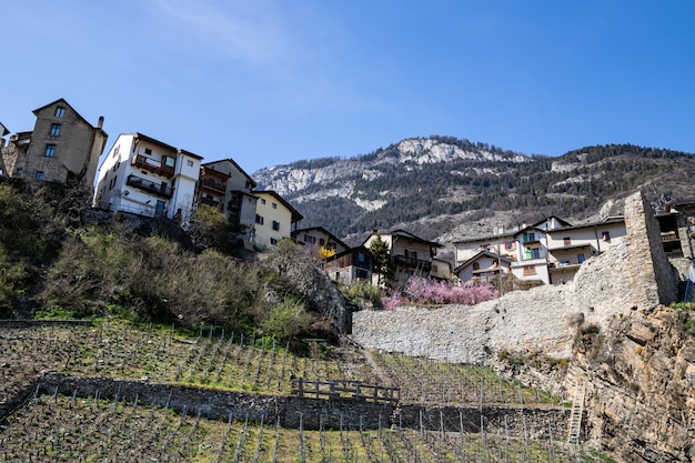 Saillon Svizzera Il villaggio di Saillon in primavera Escursione Farinet