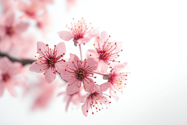 Sakura fiore fiore di ciliegio isolato su sfondo bianco Profondità morbida tonica