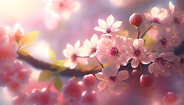 Sakura fiori sfondo fiore di ciliegio rosa in primavera AI generativa