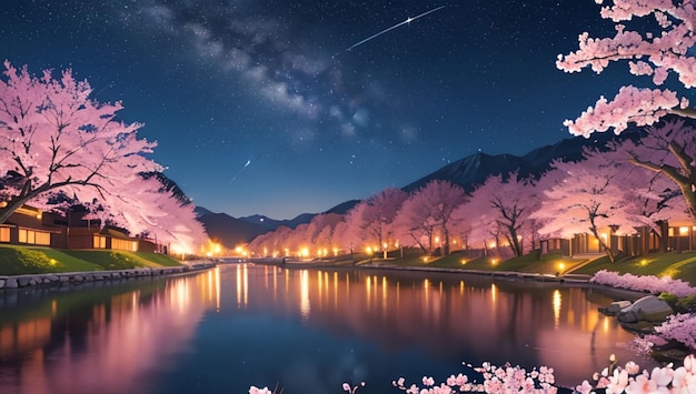 Sakura tree e la Via Lattea, uno splendido scenario fantasy in Giappone
