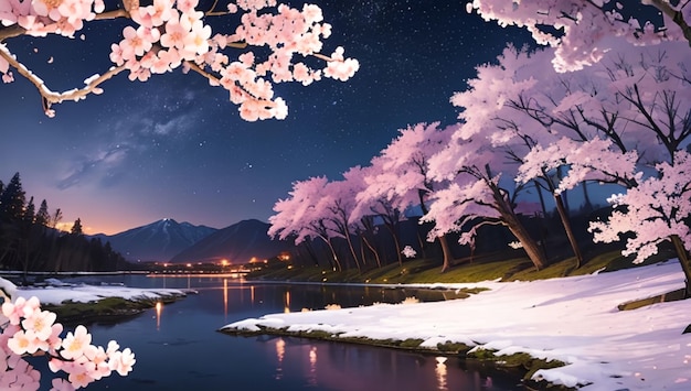 Sakura tree e la Via Lattea, uno splendido scenario fantasy in Giappone