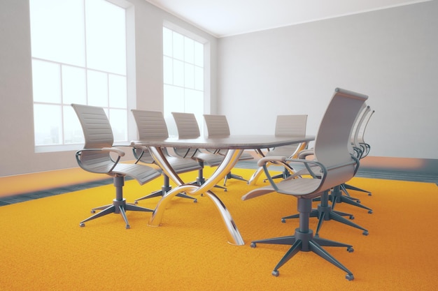 Sala conferenze con tappeto arancione