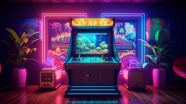 Sala da gioco retro in stile cyberpunk