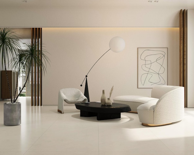 Sala da letto moderna e minimalista