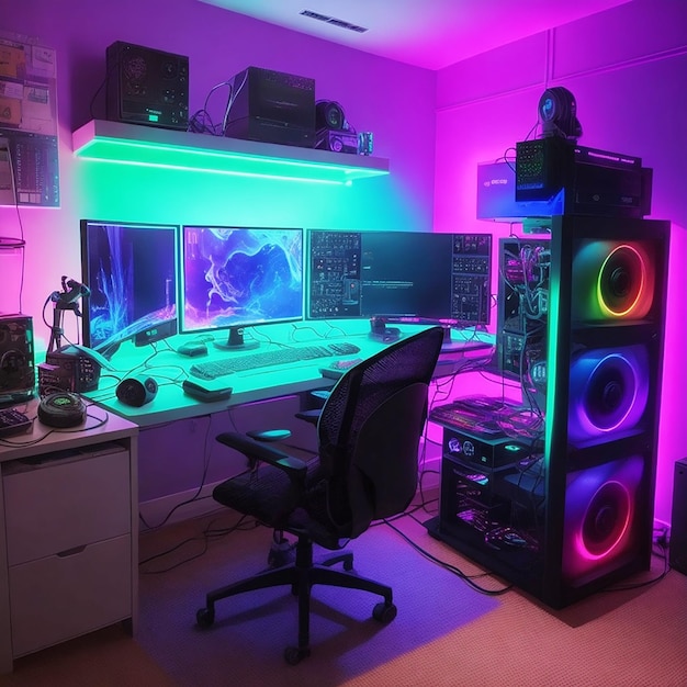 Sala da tavolo per computer colorata RGB