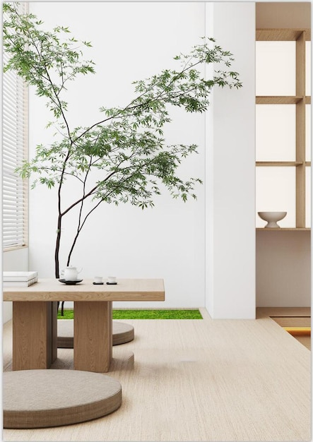 Sala da tè minimalista zen