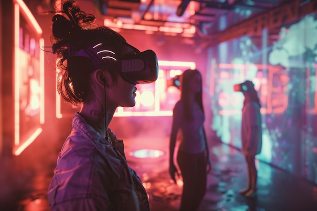 Sala di fuga di realtà virtuale con diverse partecipazioni