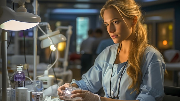 Sala di laboratorio con scienziati in ospedale