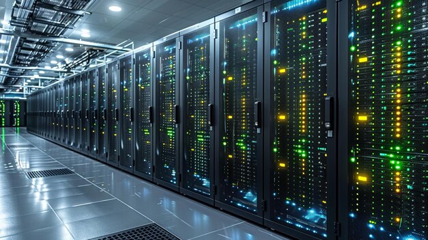 Sala di rete del centro dati con attrezzature informatiche moderne Big data Concetto di telecomunicazione