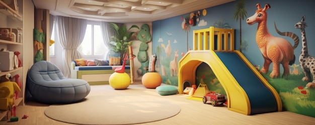 Sala giochi della scuola materna giocattolo colorato per bambini gioco Generativo ai
