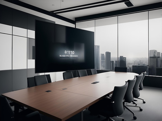 Sala riunioni di lavoro con presentazione su schermo