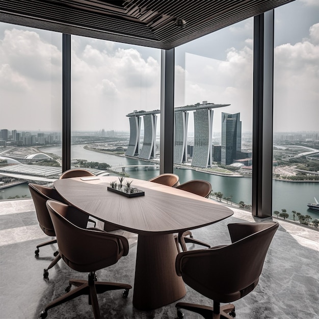 Sala riunioni luminosa con vista sulla città di Singapore