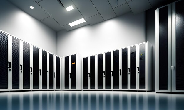 Sala server di rete e dati, hosting, internet, 3d