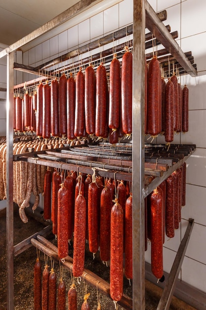 Salame nel magazzino della fabbrica