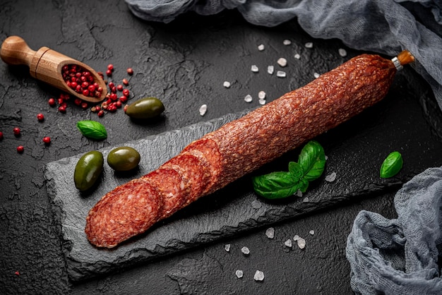 Salame Salsiccia biologica secca o chorizo spagnolo