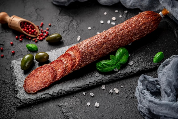 Salame Salsiccia biologica secca o chorizo spagnolo