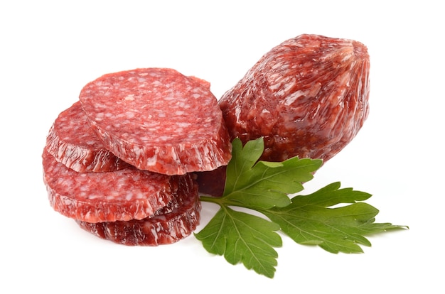 Salame vicino dettaglio isolato