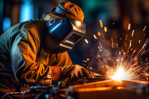 Saldatore industriale Operaio alla saldatura in fabbrica