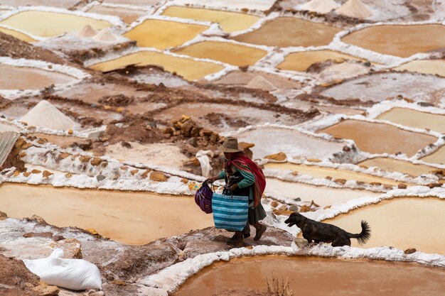 Saline di maras nella valle sacra degli incas urubamba cuzco perù