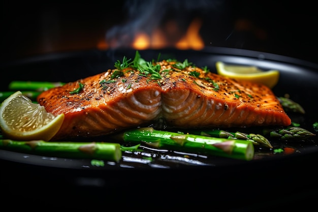 Salmone al forno con asparagi