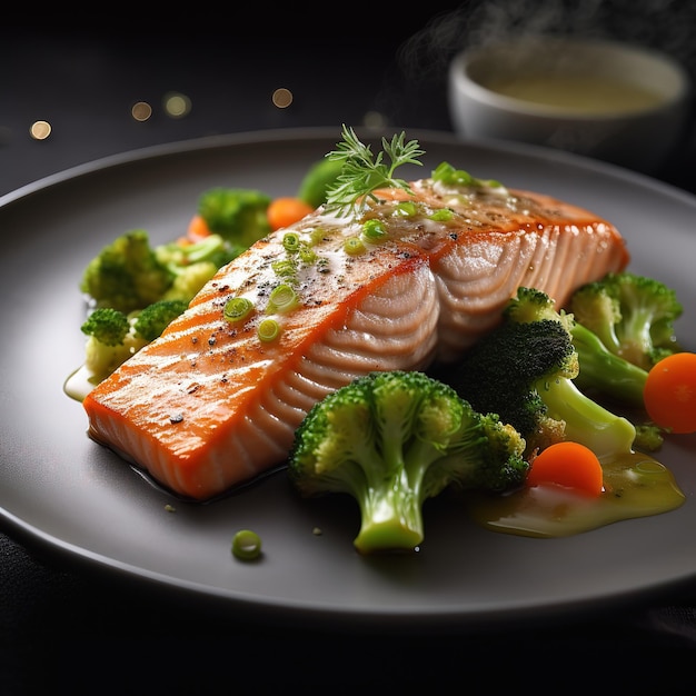 salmone al forno con verdure