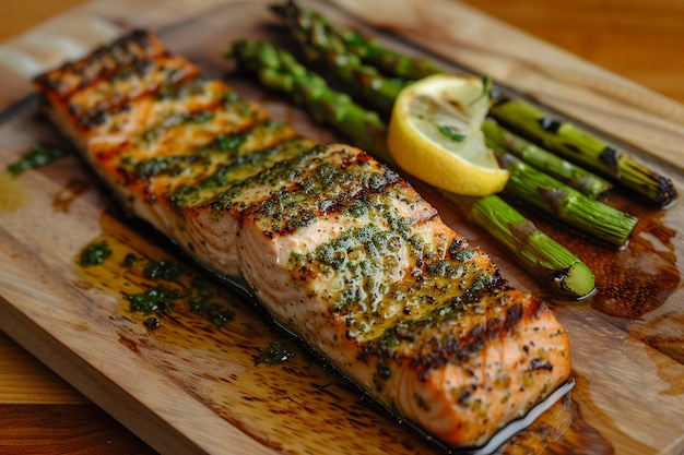 Salmone alla griglia con asparagi