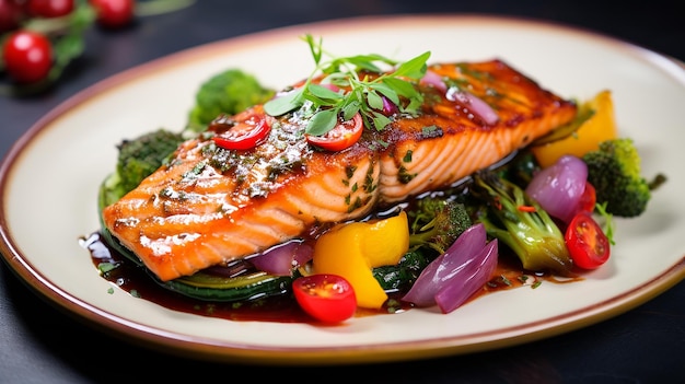 Salmone alla griglia luccicante da vicino