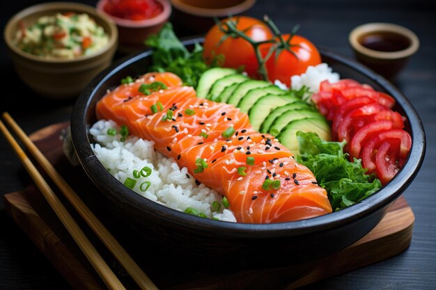 Salmone Bento box ai generato