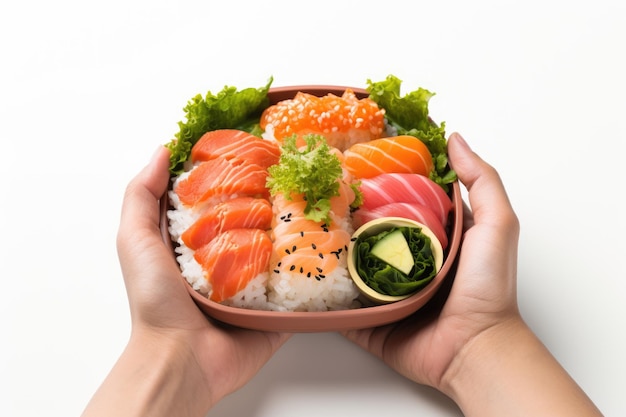 Salmone Bento box ai generato