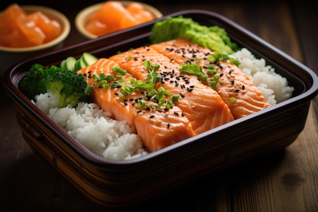 Salmone Bento box ai generato